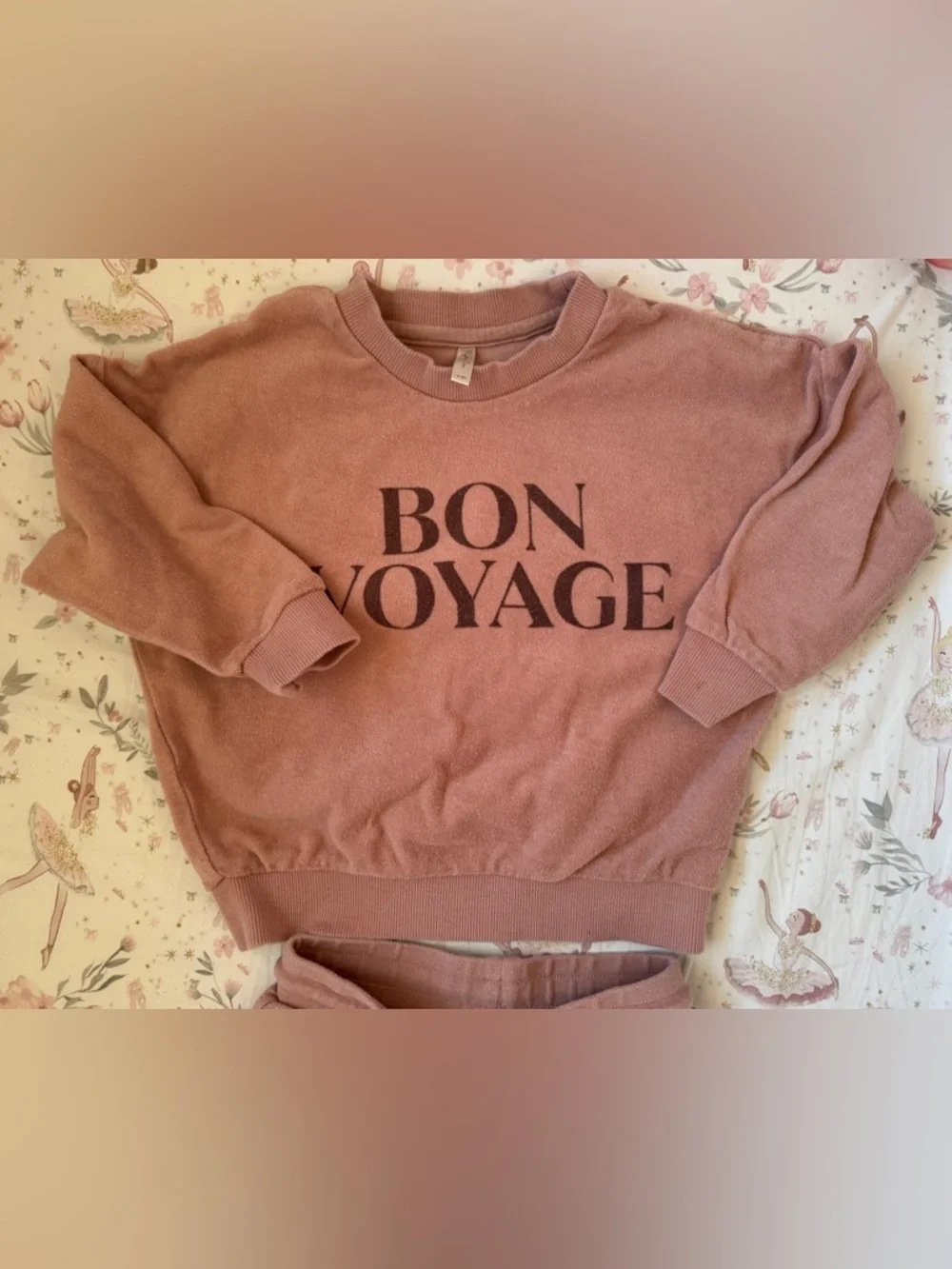 Rylee + Cru Bon Voyage Pink Mauve Terry Sweatshirt Set - sz 2-3 Toddler Girls